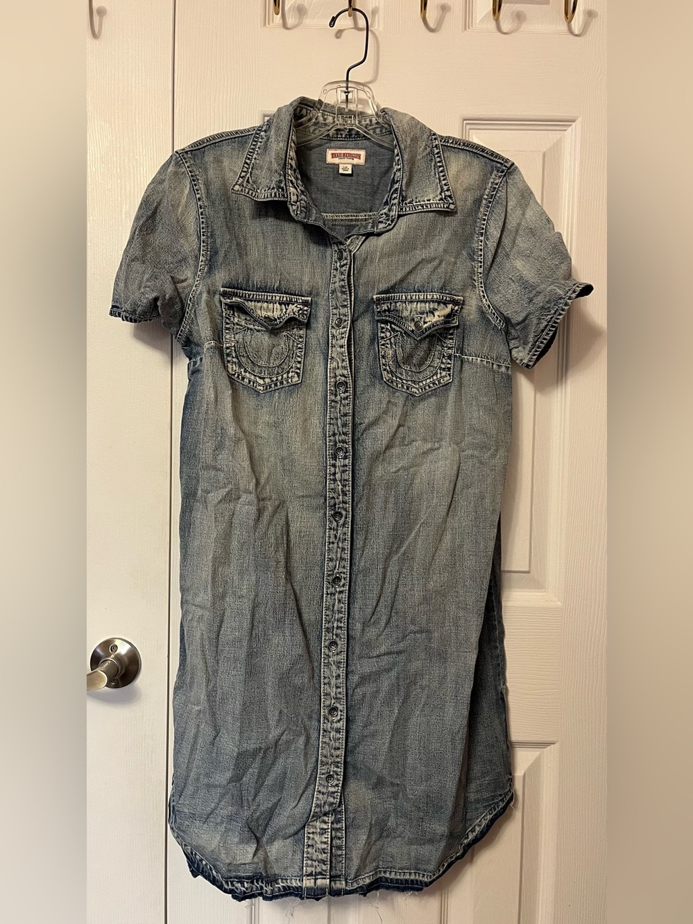 True Religion Light Wash Denim Shirt Dress